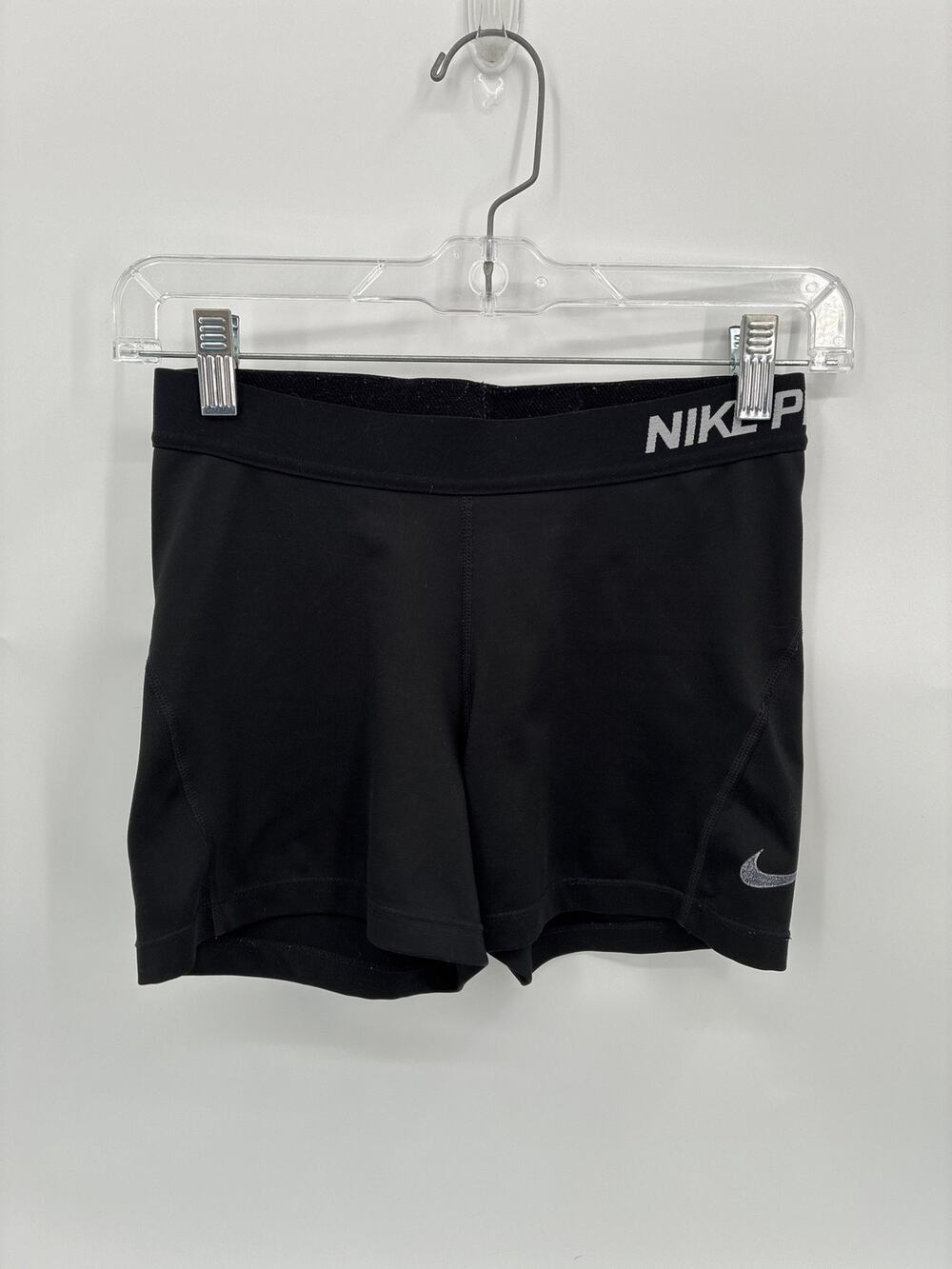Nike Pro Black Gym Shorts Logo Waist Bike Running size Medium